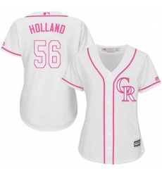 Womens Majestic Colorado Rockies 56 Greg Holland Authentic White Fashion Cool Base MLB Jersey 