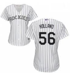 Womens Majestic Colorado Rockies 56 Greg Holland Replica White Home Cool Base MLB Jersey 