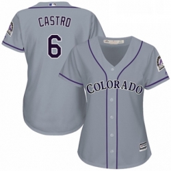 Womens Majestic Colorado Rockies 6 Daniel Castro Replica Grey Road Cool Base MLB Jersey 