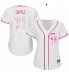 Womens Majestic Colorado Rockies 71 Wade Davis Authentic White Fashion Cool Base MLB Jersey 