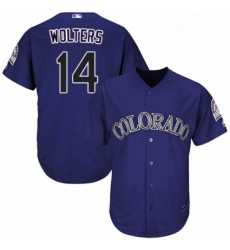 Youth Majestic Colorado Rockies 14 Tony Wolters Authentic Purple Alternate 1 Cool Base MLB Jersey 