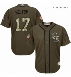 Youth Majestic Colorado Rockies 17 Todd Helton Authentic Green Salute to Service MLB Jersey