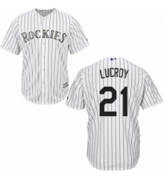 Youth Majestic Colorado Rockies 21 Jonathan Lucroy Replica White Home Cool Base MLB Jersey 