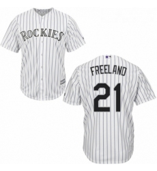 Youth Majestic Colorado Rockies 21 Kyle Freeland Authentic White Home Cool Base MLB Jersey 