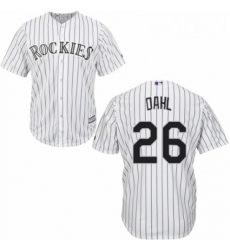 Youth Majestic Colorado Rockies 26 David Dahl Authentic White Home Cool Base MLB Jersey 