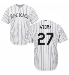 Youth Majestic Colorado Rockies 27 Trevor Story Authentic White Home Cool Base MLB Jersey