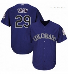 Youth Majestic Colorado Rockies 29 Bryan Shaw Authentic Purple Alternate 1 Cool Base MLB Jersey 