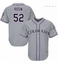 Youth Majestic Colorado Rockies 52 Chris Rusin Authentic Grey Road Cool Base MLB Jersey 