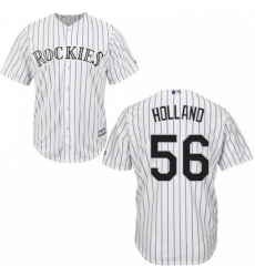 Youth Majestic Colorado Rockies 56 Greg Holland Authentic White Home Cool Base MLB Jersey 