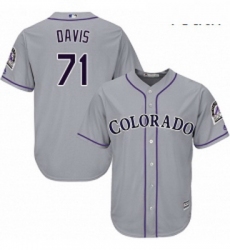 Youth Majestic Colorado Rockies 71 Wade Davis Authentic Grey Road Cool Base MLB Jersey 