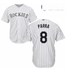 Youth Majestic Colorado Rockies 8 Gerardo Parra Authentic White Home Cool Base MLB Jersey