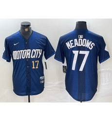 Men Detroit Tigers 17 Parker Meadows 2024 Navy City Connect Cool Base Limited Stitched Jersey 3