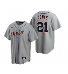Men Detroit Tigers 21 Jacoby Jones Grey Cool Base Stitched Jersey