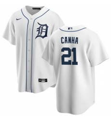 Men Detroit Tigers 21 Mark Canha White Cool Base Stitched Baseball Jersey