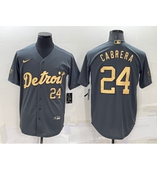 Men Detroit Tigers 24 Miguel Cabrera 2022 All Star Charcoal Cool Base Stitched Jersey