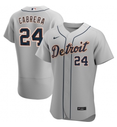 Men Detroit Tigers 24 Miguel Cabrera Men Nike Gray Road 2020 Flex Base Player MLB Jersey