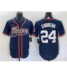 Men Detroit Tigers 24 Miguel Cabrera Navy Cool Base Stitched Baseball Jersey