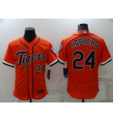 Men Detroit Tigers 24 Miguel Cabrera Orange Flex Base Stitched Jerse