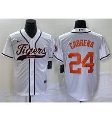 Men Detroit Tigers 24 Miguel Cabrera White Cool Base Stitched Baseball Jersey