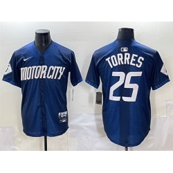 Men Detroit Tigers 25 Gleyber Torres Navy City Connect Cool Base Limited Stitched Jersey