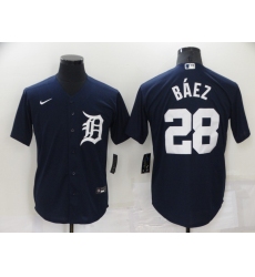 Men Detroit Tigers 28 Javier Baez Navy Cool Base Stitched jersey