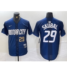 Men Detroit Tigers 29 Tarik Skubal 2024 Navy City Connect Cool Base Stitched Limited jerseys 3