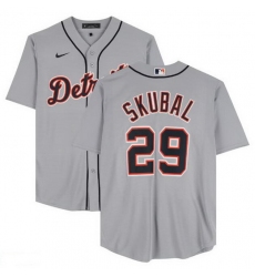 Men Detroit Tigers 29 Tarik Skubal Grey Cool Base Stitched Baseball Jersey