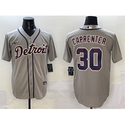 Men Detroit Tigers 30 Kerry Carpenter Grey Cool Base Stitched Baseball Jersey