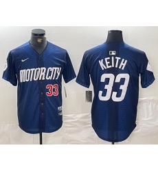 Men Detroit Tigers 33 Colt Keith 2024 Navy City Connect Cool Base Limited Stitched Jersey 1