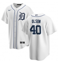 Men Detroit Tigers 40 Reese Olson White Cool Base Stitched Baseball Jersey