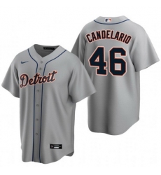 Men Detroit Tigers 46 Jeimer Candelario Grey Cool Base Stitched jersey