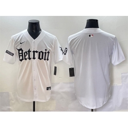 Men Detroit Tigers Blank White  27Motor Gothic Edition 27 Vapor Premier Limited Stitched Baseball Jersey