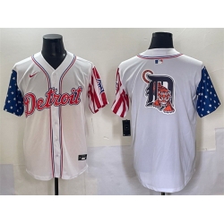 Men Detroit Tigers Team Big Logo White 2025 Memorial Day Vapor Premier Limited Stitched Baseball Jersey
