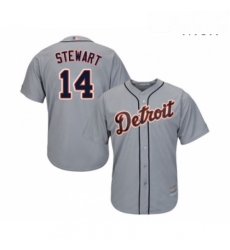 Mens Detroit Tigers 14 Christin Stewart Replica Grey Road Cool Base Baseball Jersey 