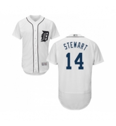 Mens Detroit Tigers 14 Christin Stewart White Home Flex Base Authentic Collection Baseball Jersey