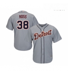 Mens Detroit Tigers 38 Tyson Ross Replica Grey Road Cool Base Baseball Jersey 