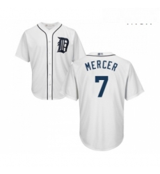 Mens Detroit Tigers 7 Jordy Mercer Replica White Home Cool Base Baseball Jersey 
