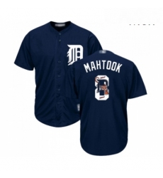 Mens Detroit Tigers 8 Mikie Mahtook Authentic Navy Blue Team Logo Fashion Cool Base Baseball Jersey 