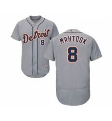 Mens Detroit Tigers 8 Mikie Mahtook Grey Road Flex Base Authentic Collection Baseball Jersey
