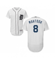 Mens Detroit Tigers 8 Mikie Mahtook White Home Flex Base Authentic Collection Baseball Jersey