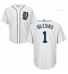 Mens Majestic Detroit Tigers 1 Jose Iglesias Replica White Home Cool Base MLB Jersey