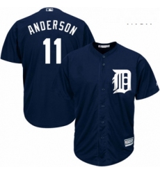 Mens Majestic Detroit Tigers 11 Sparky Anderson Replica Navy Blue Alternate Cool Base MLB Jersey 
