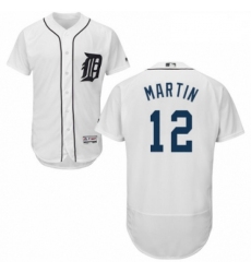 Mens Majestic Detroit Tigers 12 Leonys Martin White Home Flex Base Authentic Collection MLB Jersey