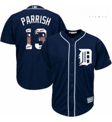 Mens Majestic Detroit Tigers 13 Lance Parrish Authentic Navy Blue Team Logo Fashion Cool Base MLB Jersey