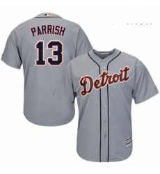 Mens Majestic Detroit Tigers 13 Lance Parrish Replica Grey Road Cool Base MLB Jersey