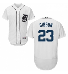 Mens Majestic Detroit Tigers 23 Kirk Gibson White Home Flex Base Authentic Collection MLB Jersey