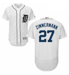Mens Majestic Detroit Tigers 27 Jordan Zimmermann White Home Flex Base Authentic Collection MLB Jersey