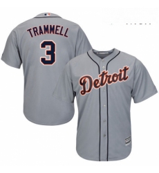 Mens Majestic Detroit Tigers 3 Alan Trammell Replica Grey Road Cool Base MLB Jersey