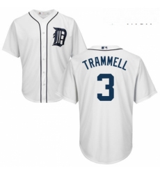 Mens Majestic Detroit Tigers 3 Alan Trammell Replica White Home Cool Base MLB Jersey