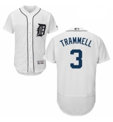 Mens Majestic Detroit Tigers 3 Alan Trammell White Home Flex Base Authentic Collection MLB Jersey